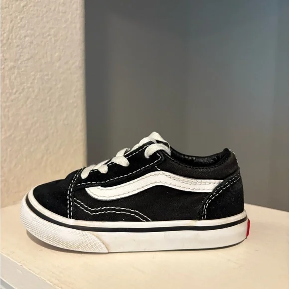Vans Old Skool Black/True White Suede/Canvas Sneakers 721356 Toddler Side US 6T - Picture 3 of 9